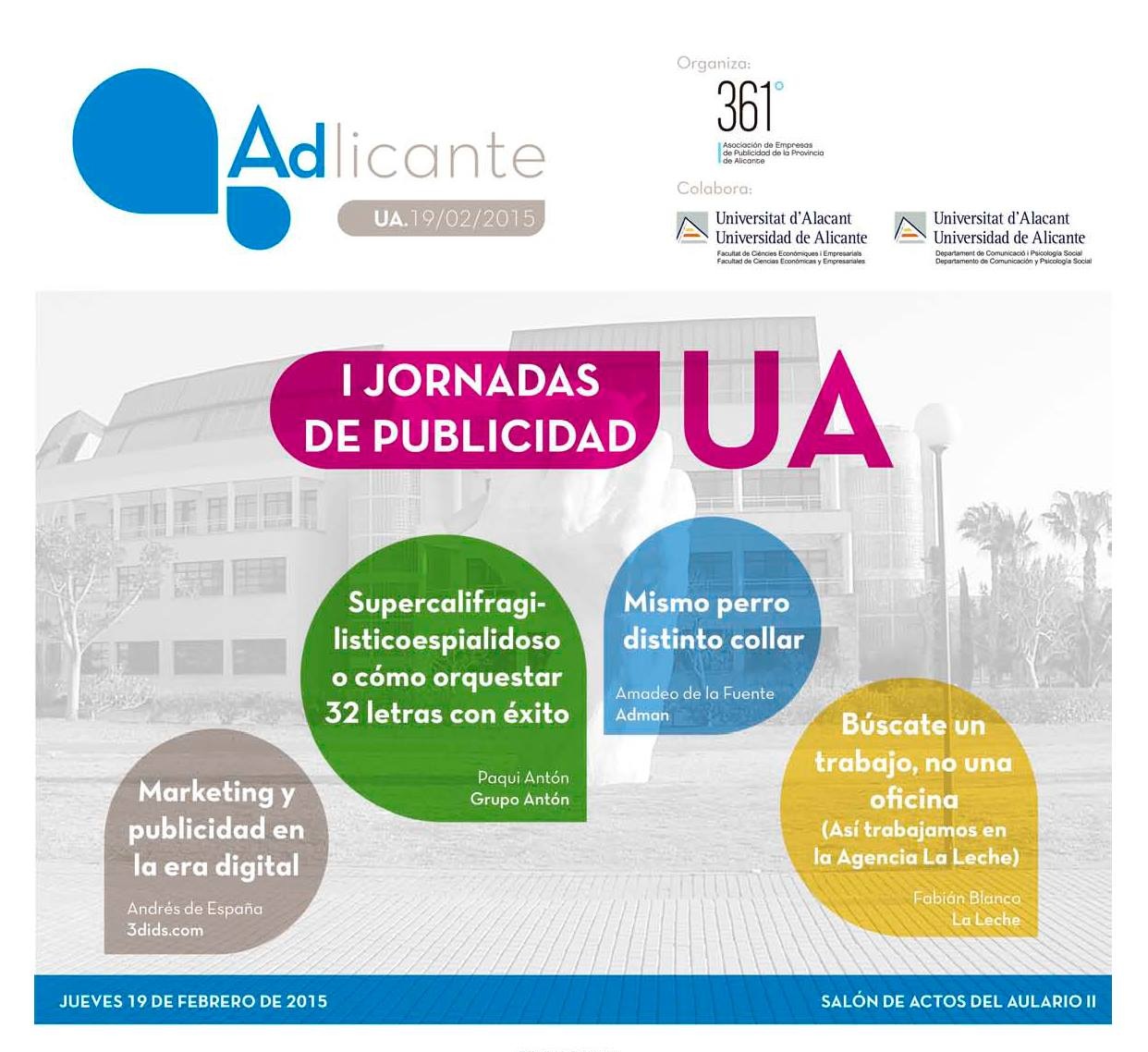 Adlicante, I Jornadas de publicidad UA